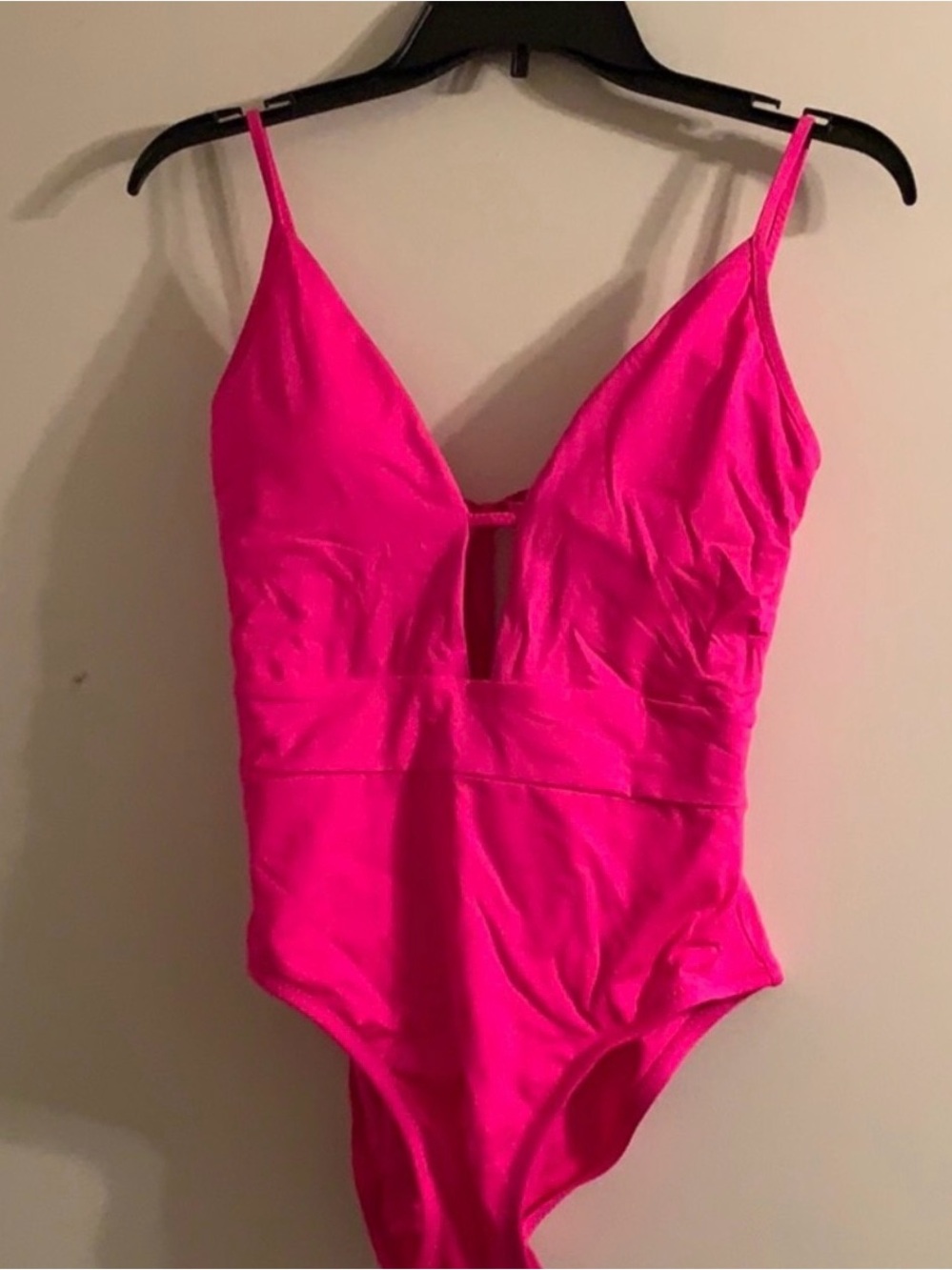 BECCA Hot Pink V-Neck One-Piece Swimsuit